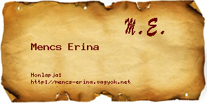 Mencs Erina névjegykártya
